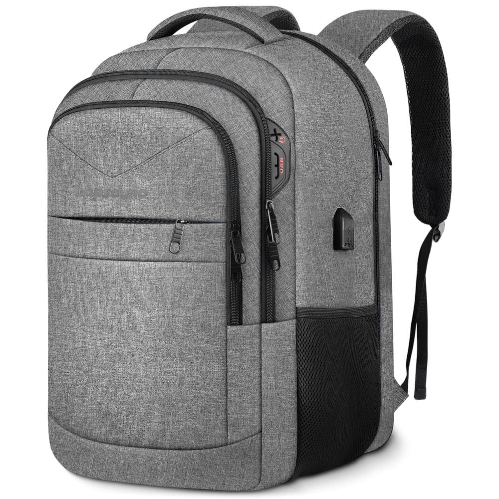 Mochila Lapsouno Business Laptop com porta USB de 15,6 polegadas cinza