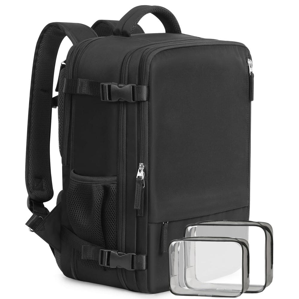 Mochila de viagem Beraliy para homens e mulheres 38L com laptop de 17" preta