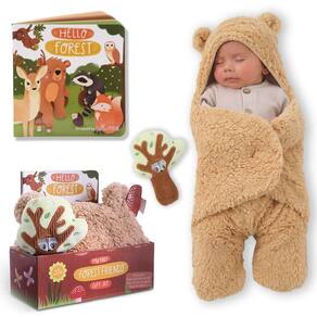 Conjunto de cobertores Swaddle Tickle & Main Bear com itens essenciais para recém-nascidos