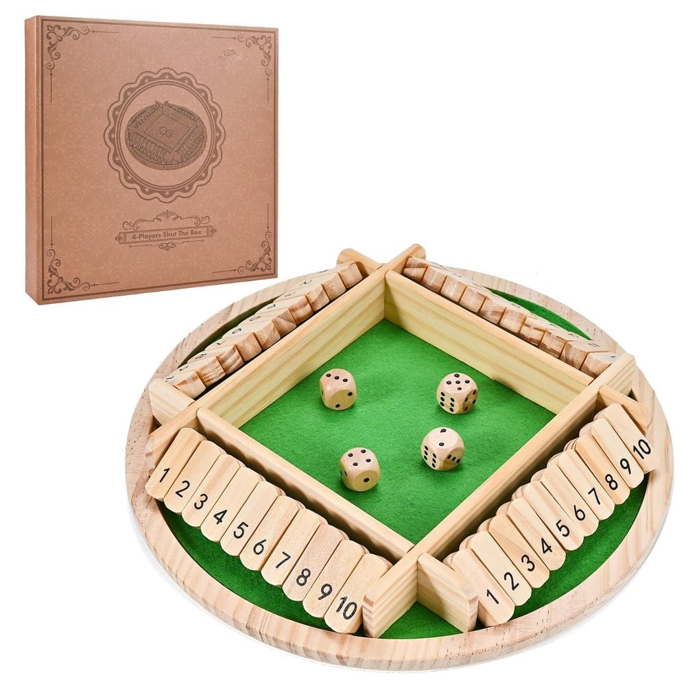 Shut The Box Game Wooderma para 2-4 jogadores, tabuleiro de madeira