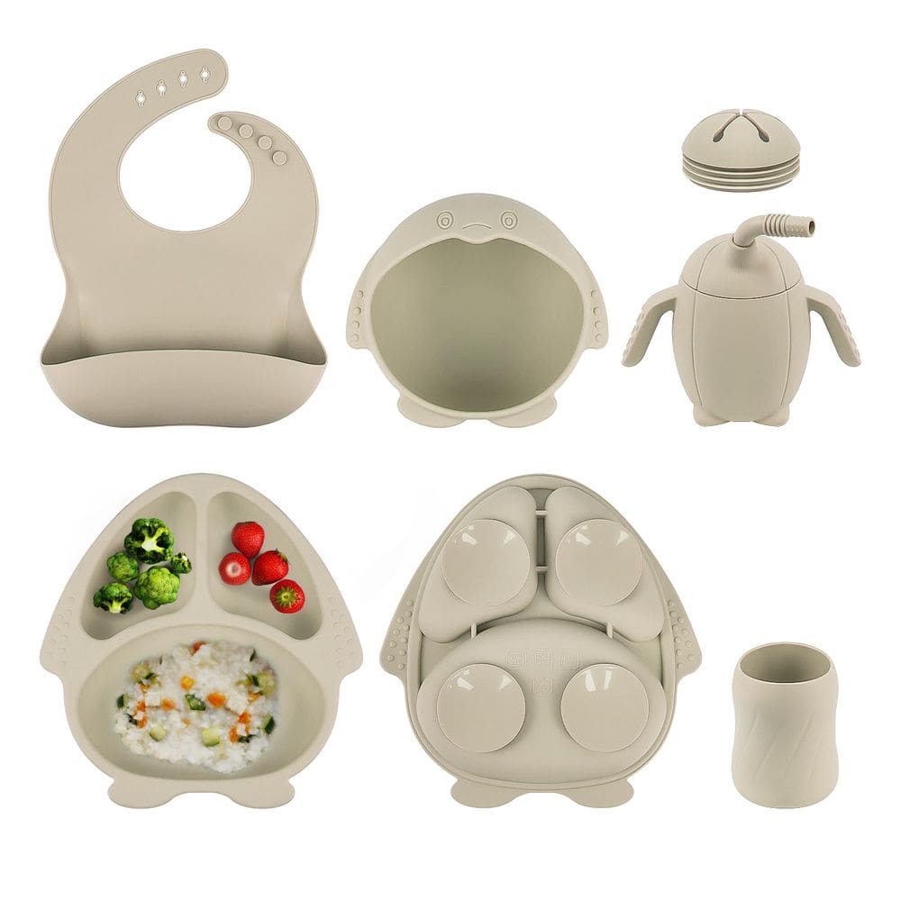 Conjunto de alimentação para bebês OEC-T5 de silicone com placa de sucção e tigela, 10 unidades