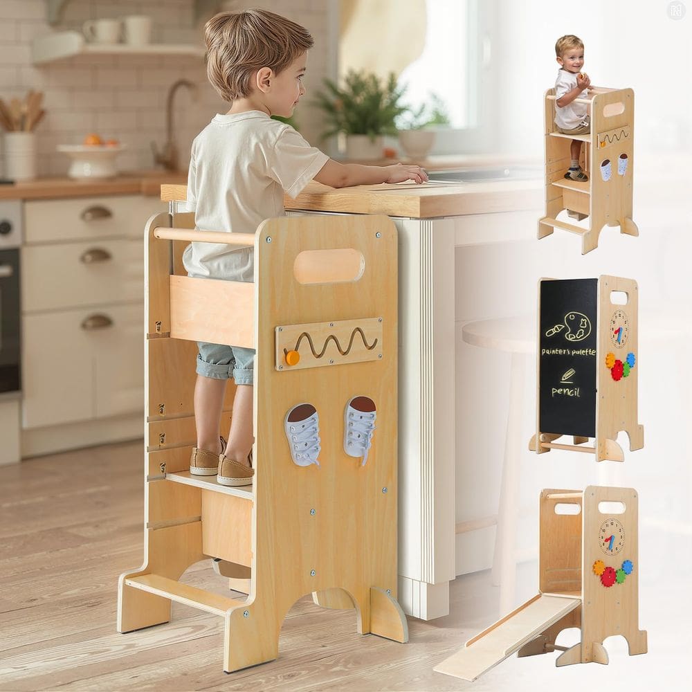 Banqueta de cozinha multifuncional Toddler Tower FlyingBoom 4 em 1