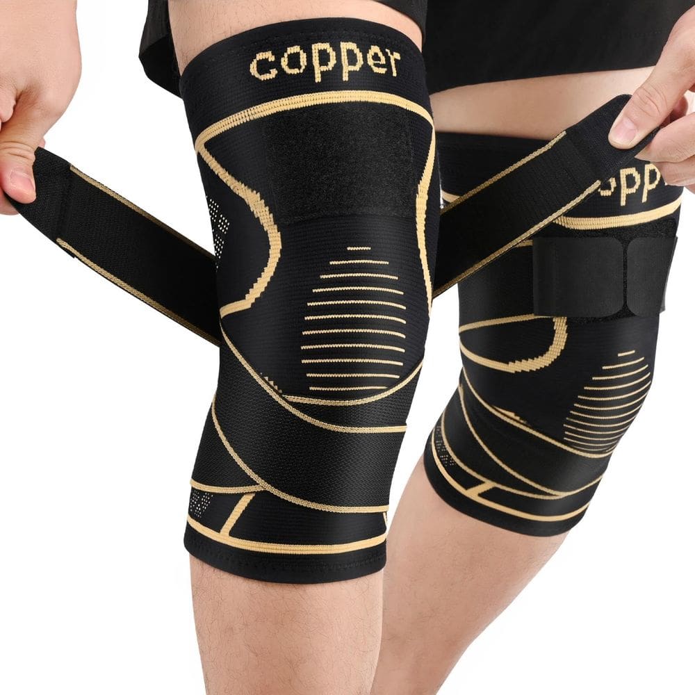 Joelheira JHVW, capa de compressão de cobre, pacote com 2 unidades, unissex