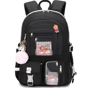Mochila para laptop LXYGD, mochila escolar de 16 polegadas, viagem universitária, preta