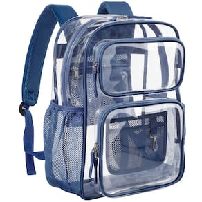 Mochila transparente PACKISM de 17 polegadas grande para escola azul marinho