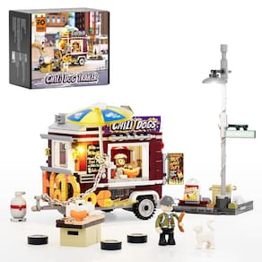 Conjunto de tijolos de construção FUNWHOLE Chili Dog Trailer com iluminação 515 unidades