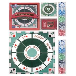Jogo de tabuleiro Michigan Rummy Deluxe com tapete de feltro, fichas e pôquer