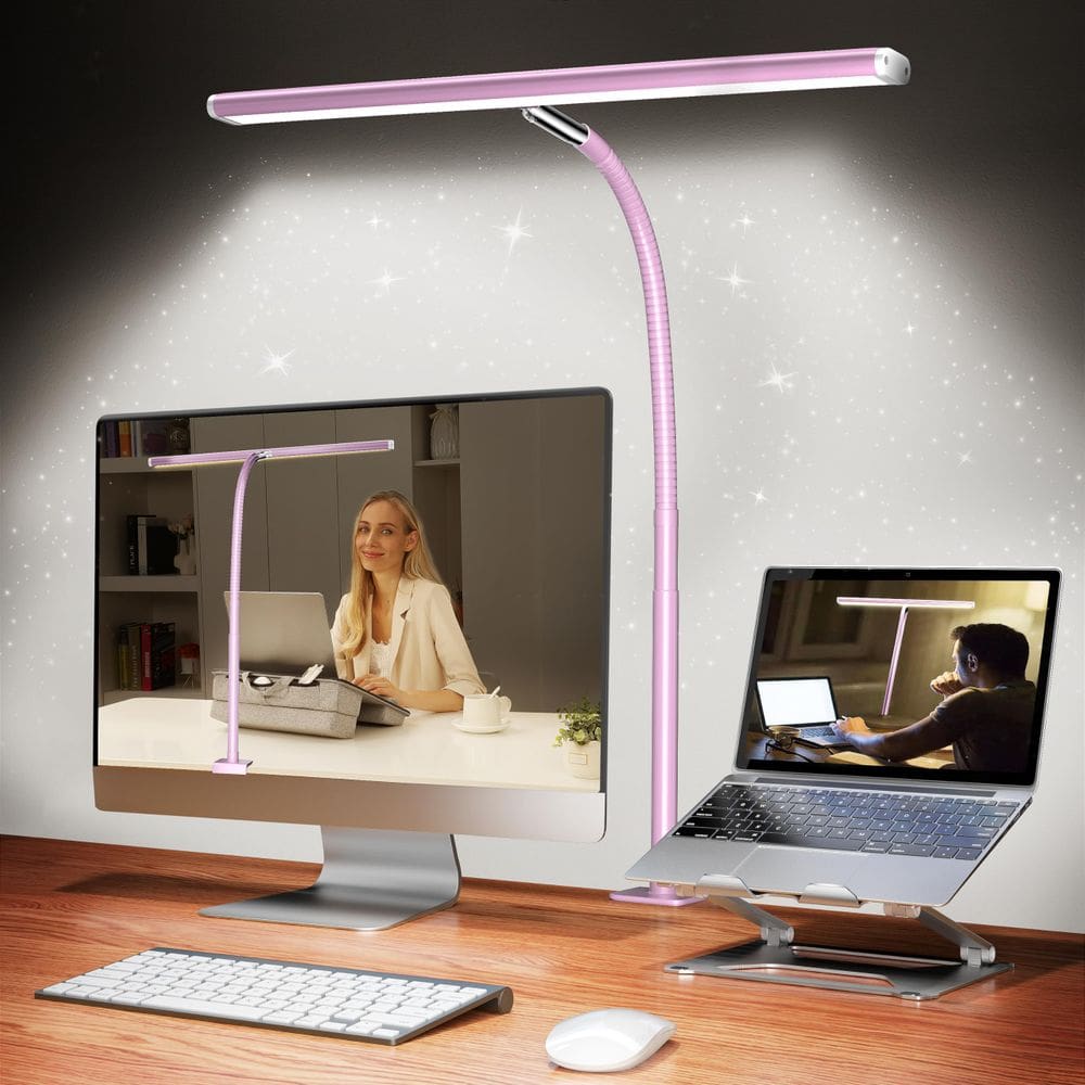 Lâmpada de mesa Airlonv LED para escritório e casa Stepless Dimming Pink