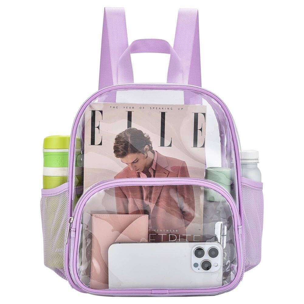 Mochila transparente Busiuw para eventos em estádios 30x30x15cm roxa clara