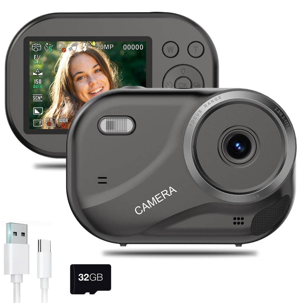 Câmera digital ZOMFOM 48MP com zoom 16X, vídeo 4K, cartão de 32 GB, preto