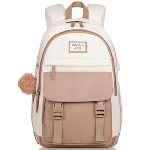 Mochila WINDARS School para meninas adolescentes 17,3" para laptop cáqui