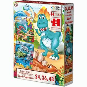 Puzzle Progressivo Dinos 24, 32, 48 Peças - Pais E Filhos