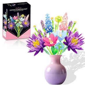 Conjunto de construção de buquê de flores NEWZACCIT rosa para adultos e mulheres