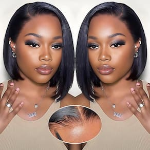 Peruca EQ DUOUPA Wear and Go Bob 25 cm Cabelo humano 180% de densidade