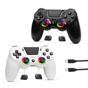 Controlador sem fio pedroshaw PS4, pacote com 2 unidades com luz RGB de 1000 mAh