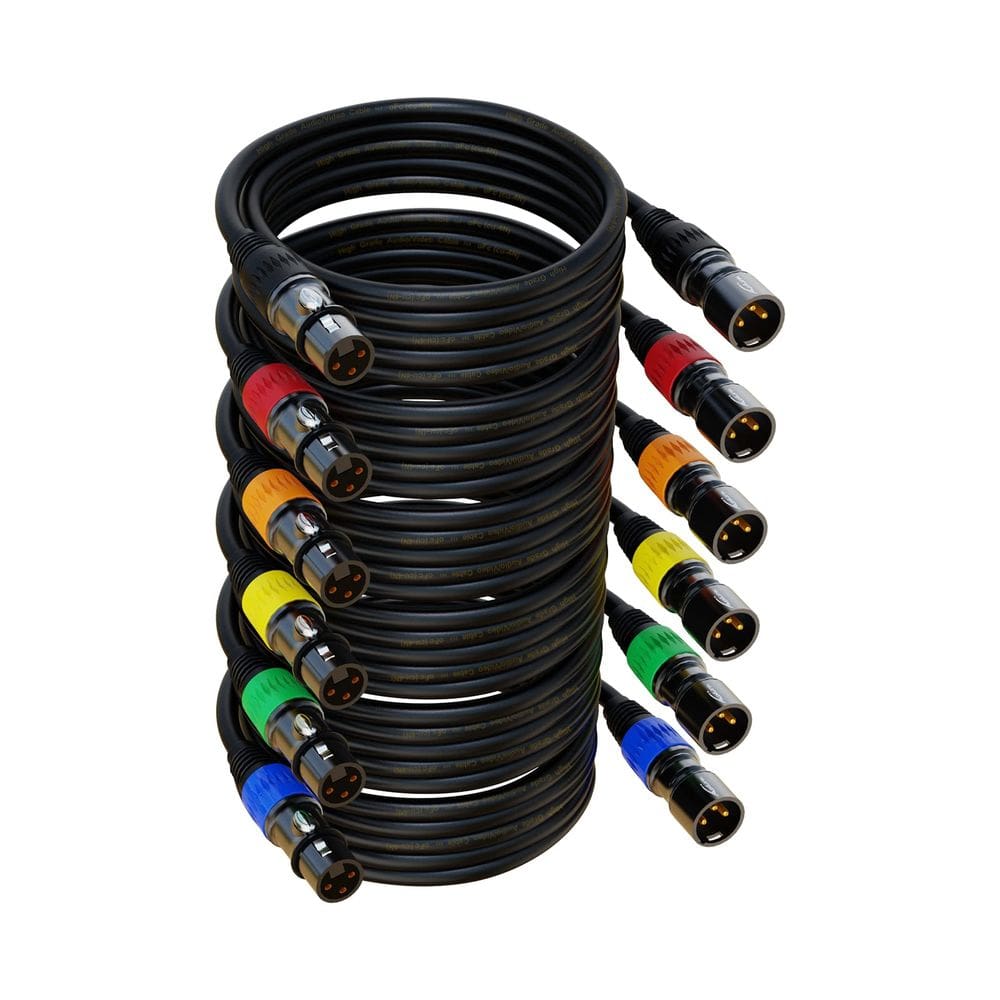 Cabos XLR Cabo de microfone AuxLink XLR 7,6 m, pacote com 6 unidades, macho para fêmea