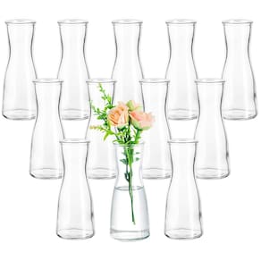 Conjunto de 12 flores pequenas Vase Hewory Glass Bud Clear
