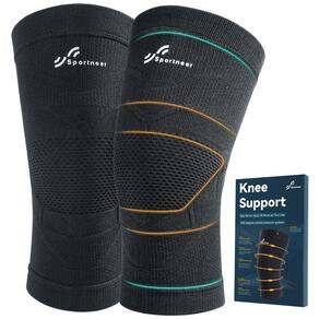 Joelheira Sportneer Zoned Pressure Compression Manga preta