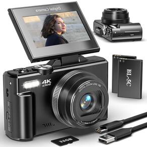 Câmera digital UIKICON 4K 64MP com foco automático 18X Zoom 32GB