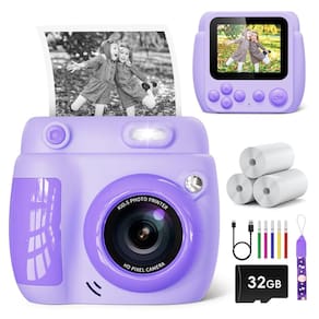 Câmera infantil de impressão instantânea LETSHAHA 20MP 1080P 32GB roxa