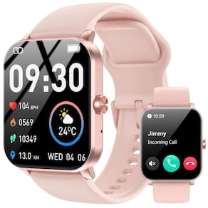 Relógio inteligente Jacoosa com tela HD de 1,85", frequência cardíaca IP68, rosa