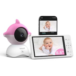 Monitor de vídeo para bebês WUUK com resolução 2K de 5,5" com aplicativo e sensor