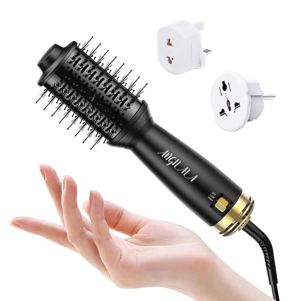 Escova para secador de cabelo ANGILALA Dual Voltage Mini com adaptador