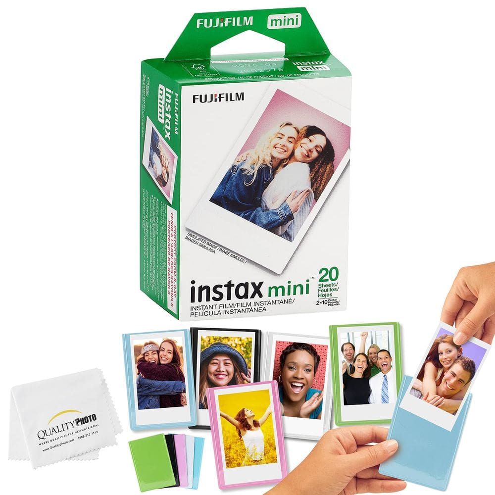 Filme + Molduras fotográficas com ímã colorido + Tecido de microfibra Fujifilm Mini Instax