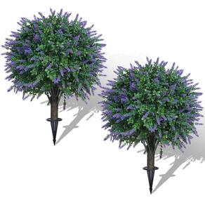Conjunto de arbustos de topiaria artificial de lavanda e buxo AOKIIE 22cm