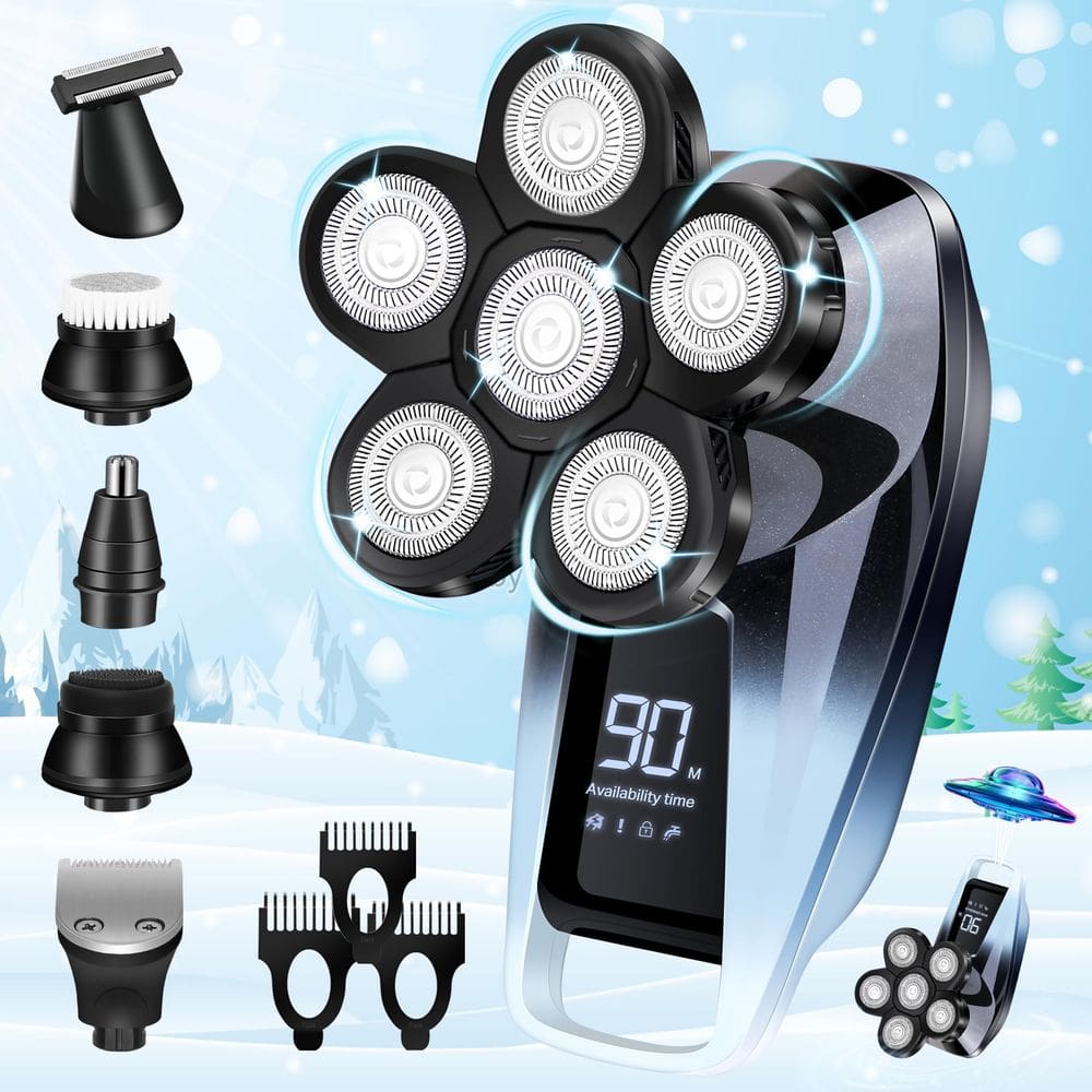 Barbeador elétrico FEZIHEGH 6 em 1 para mulheres Wet Dry Shave White