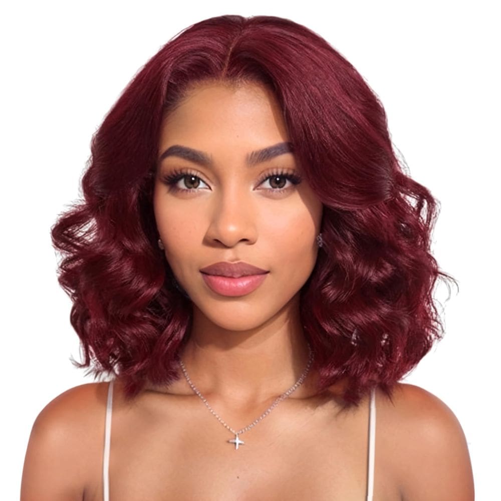 Peruca Silky Bob Body Wave 35 cm 99J Dark Burgundy 230% de densidade