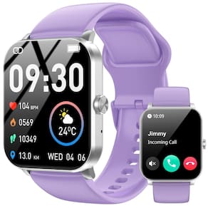 Relógio inteligente Jacoosa, tela HD de 1,85 polegadas, frequência cardíaca, IP68, roxo