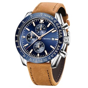 Relógio Casotime Chronograph 30m à prova d`água para homens em couro