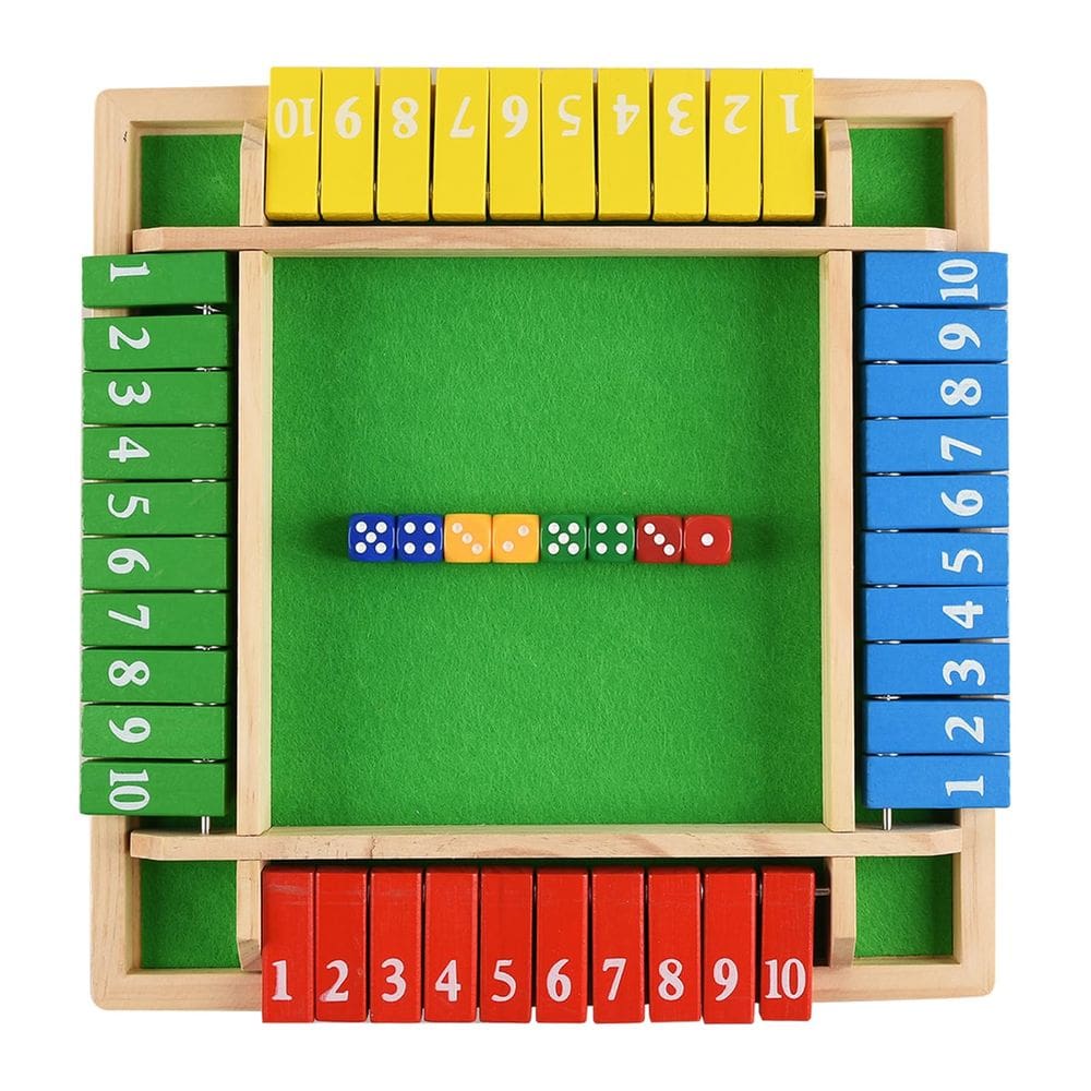 Jogo Shut The Box ALANGDUO Wooden para 2-4 jogadores com 8 dados