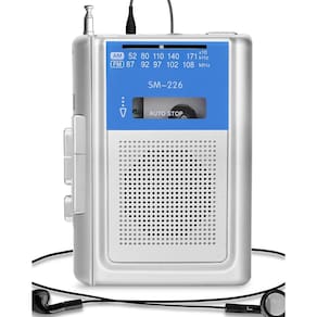 Leitor de cassetes SEMIER Small Vintage com alto-falante e fones de ouvido