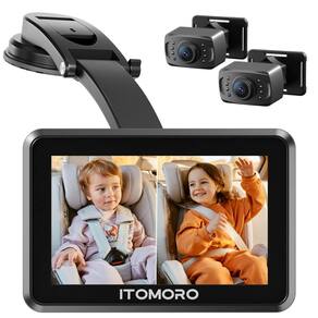 Câmera para carro de bebê Itomoro ACZ433 HD 1080P de 5 polegadas com 2 câmeras