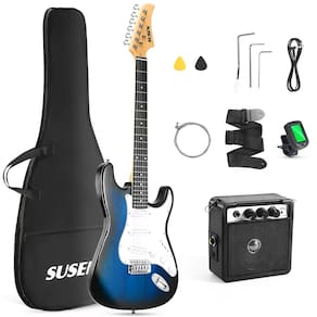 Guitarra elétrica Susen Solid Full Size 39" com kit de amplificador de 5W azul