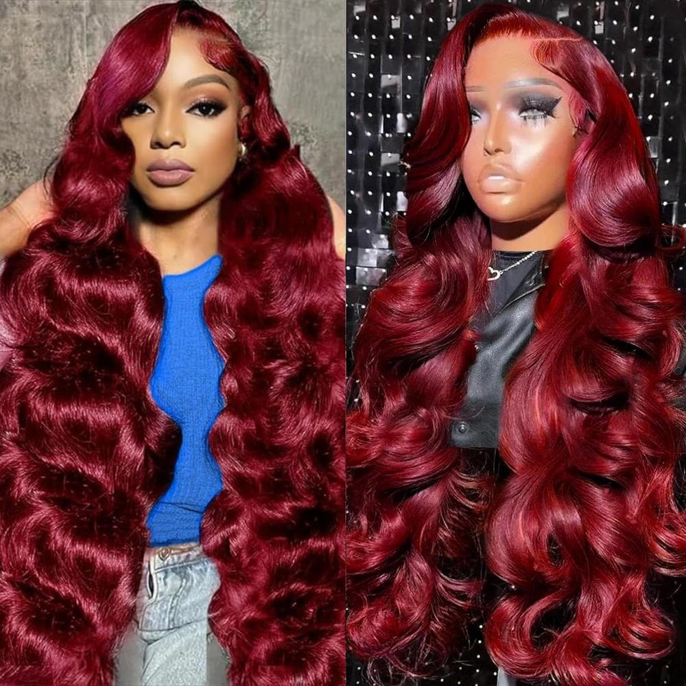 Perucas frontais de renda Dorashion 99J Burgundy Body Wave 30cm