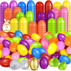 Ovos de Páscoa de plástico SpringFlower 240 unidades mais 2 ovos dourados
