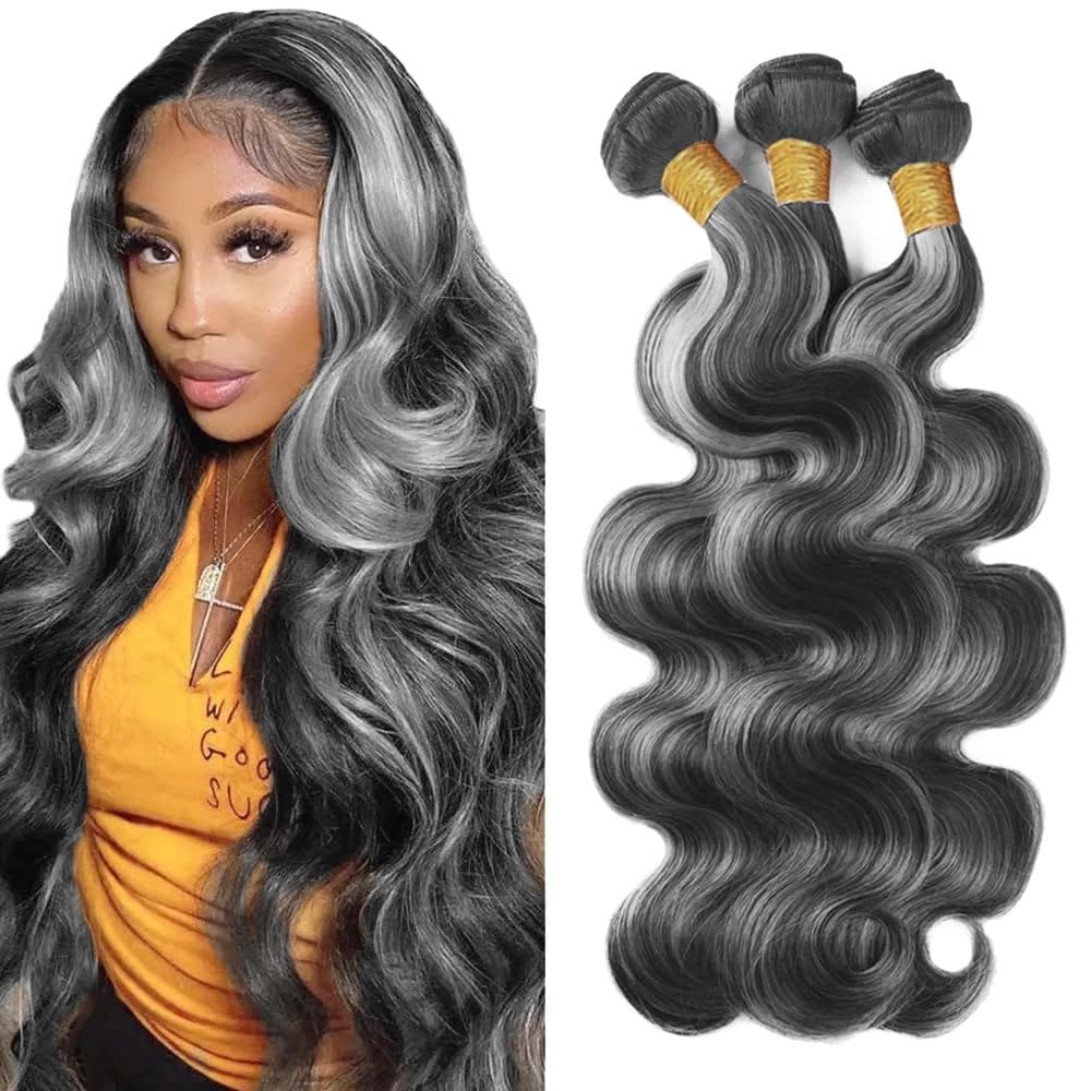 Pacotes de cabelo Fridnae Highlight P1b Grey Body Wave 50 cm 3 pacotes