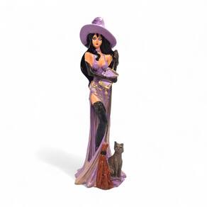 Estátua Imagem Bruxa Roxa Wicca Sabedoria Delicada 15 cm
