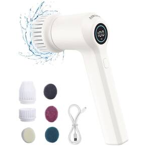 Escova Elétrica Rotativa 360 sem Fio com 2 Velocidades e 6 Acessórios, Branca, 110v, AIRSEE, Branco