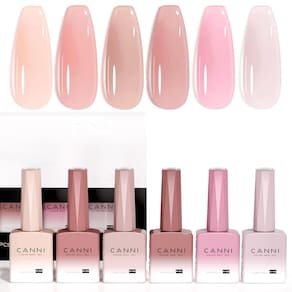 Conjunto de esmaltes CANNI Sheer Jelly Pink Gel 9mL x6 com lâmpada UV