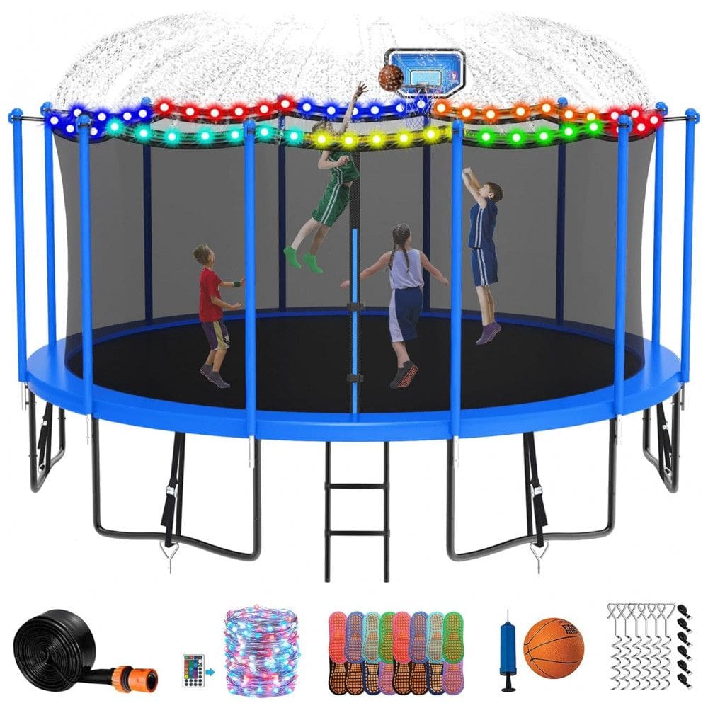 DeepRoar Tranpoline para crianças e adultos, 1500LBS 16FT 15FT 14FT 12FT 10FT 8FT Tranpoline com cesta de basquete, rede de segurança,