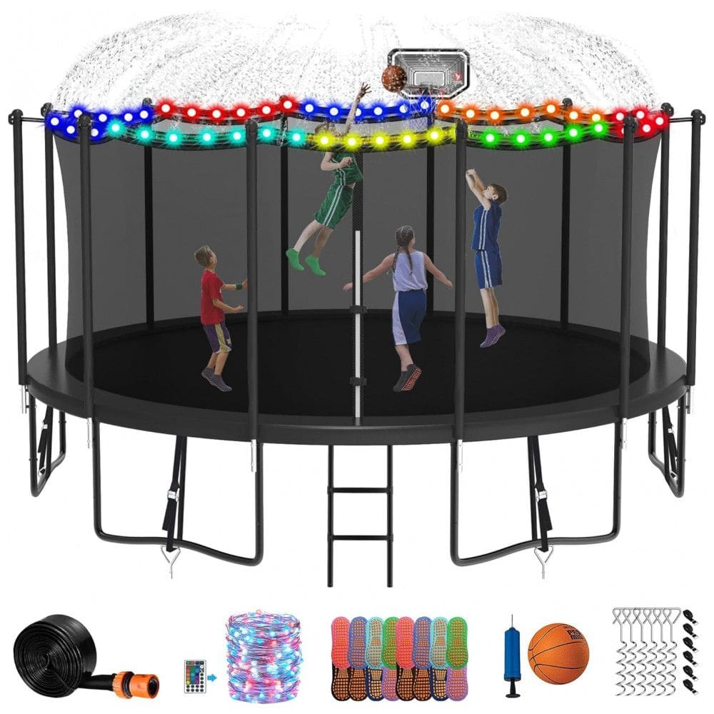 DeepRoar Tranpoline para crianças e adultos, 1500LBS 16FT 15FT 14FT 12FT 10FT 8FT Tranpoline com cesta de basquete, rede de segurança,