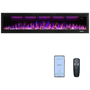 Lareira Elétrica de Embutir A45x194L cm com Temporizador, Controle Remoto, termostato e 9 Combinações de Cores, 110V 1500W, RODALFLAME