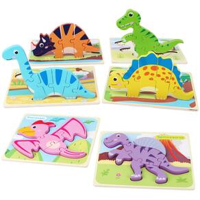 Puzzles de madeira SYNARRY Dinosaur 3D, pacote com 6, crianças de 3 a 5 anos