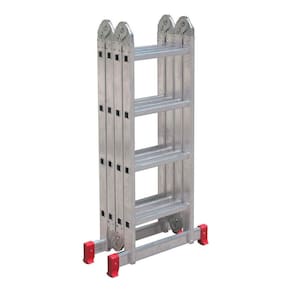 Escada Articulada 16 Degraus 4x4 Multifuncional Base Vermelha Premium