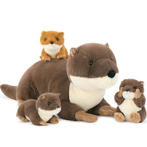 Lontra de pelúcia MaoGolan River Otter com 3 bebês, brinquedo de pelúcia de 60 cm