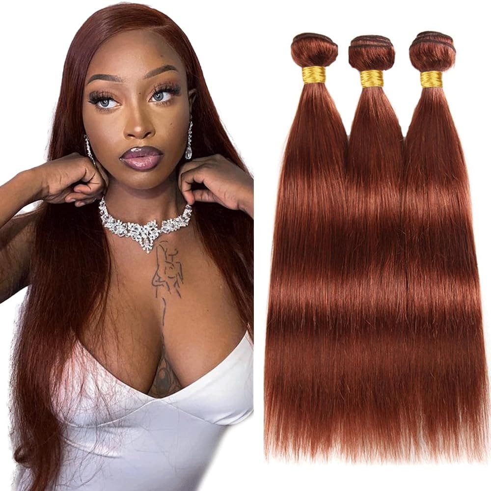 Extensões de cabelo Fridnae Straight Human Hair Color 33 60-70cm